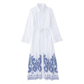 Spring New Women's Embroidered Belt Shirt Dress