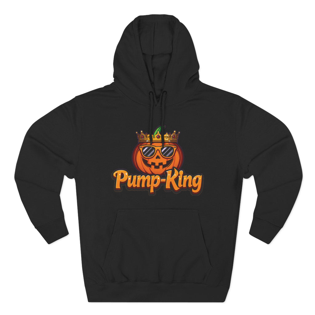Pump-King Halloween Hoodie, Cozy Fleece Sweatshirt for Fall, Funny Pumpkin Apparel, Autumn Style, Perfect for Halloween Celebrations