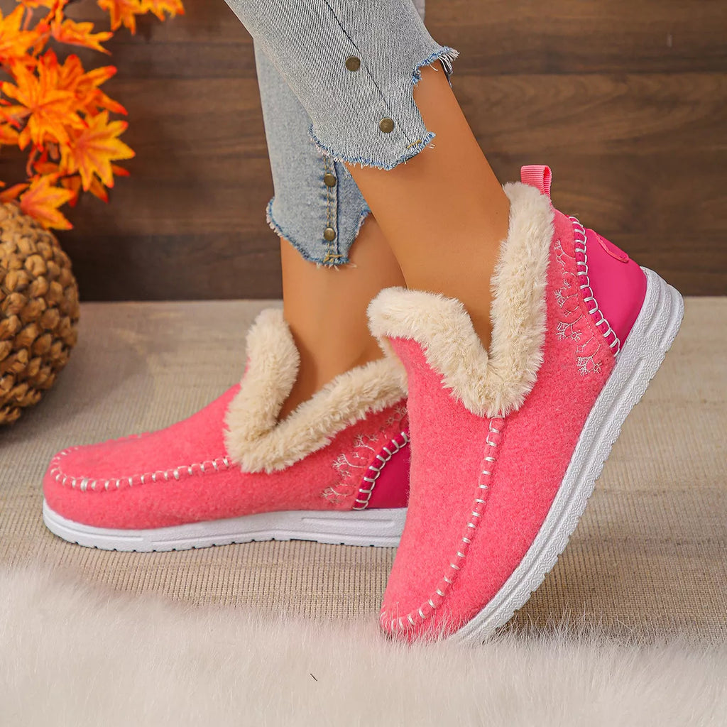 Round Toe Fleece-Lined Ankle Boots