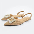 Flat Shoes Pearl Espadrilles for women Casual Slingback Rhinestone Shoes Woman Spring Summer Ladies Low heel Shoes