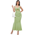 Spring new sexy V-neck sleeveless dress hip skirt women