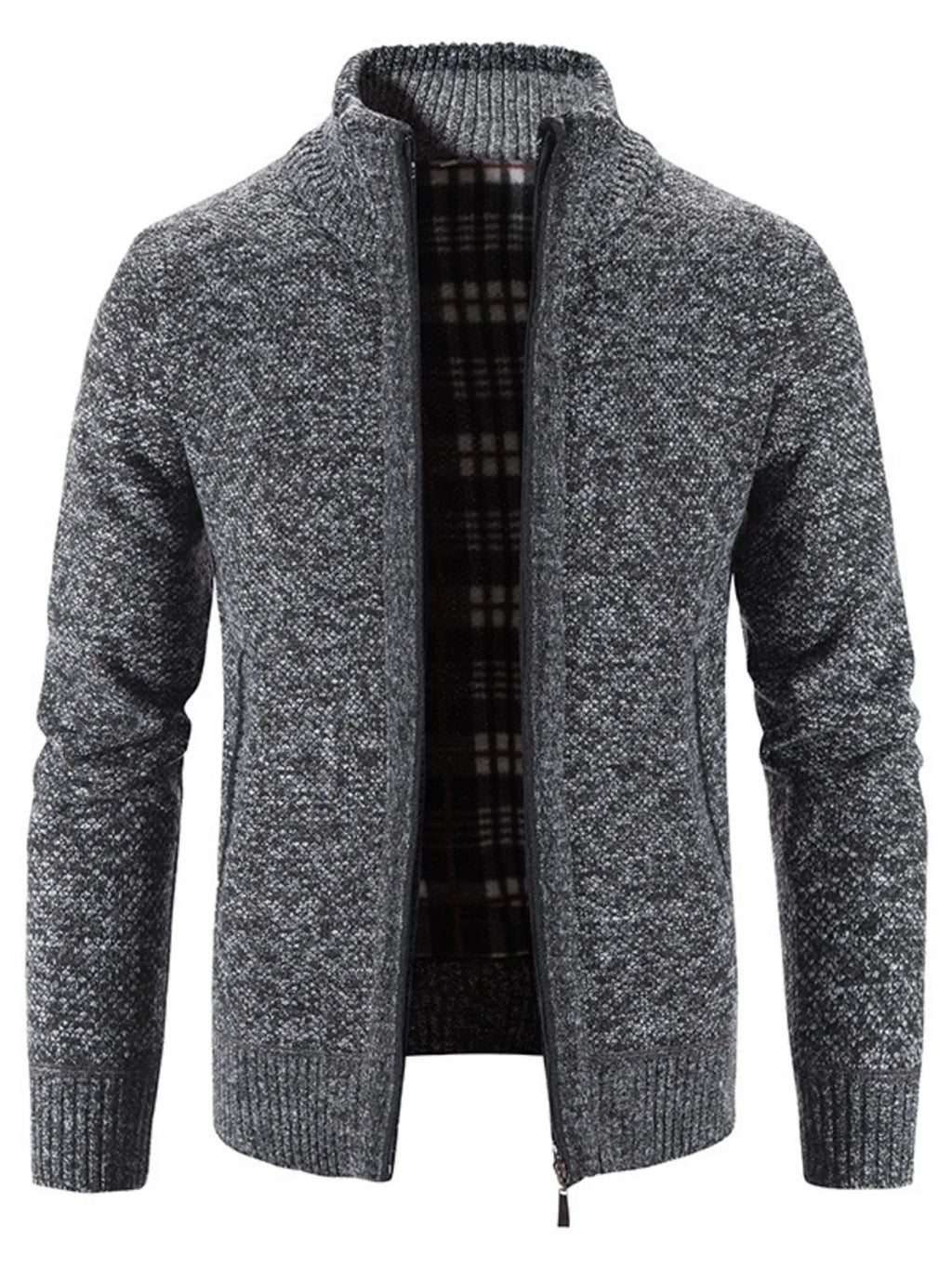 Men's Plus Size Zip-Up Long Sleeve Cardigan