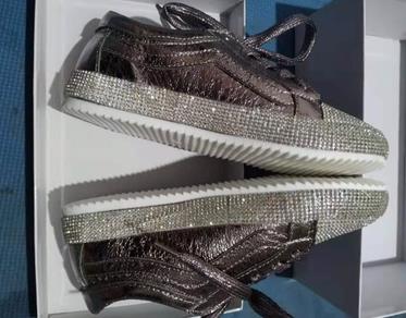 Sneakers Women Flats Golden Silver Shoes Rhinestone Bling Casual Shoes Korean Luxury Creepers Superstar Shoes Streetwear