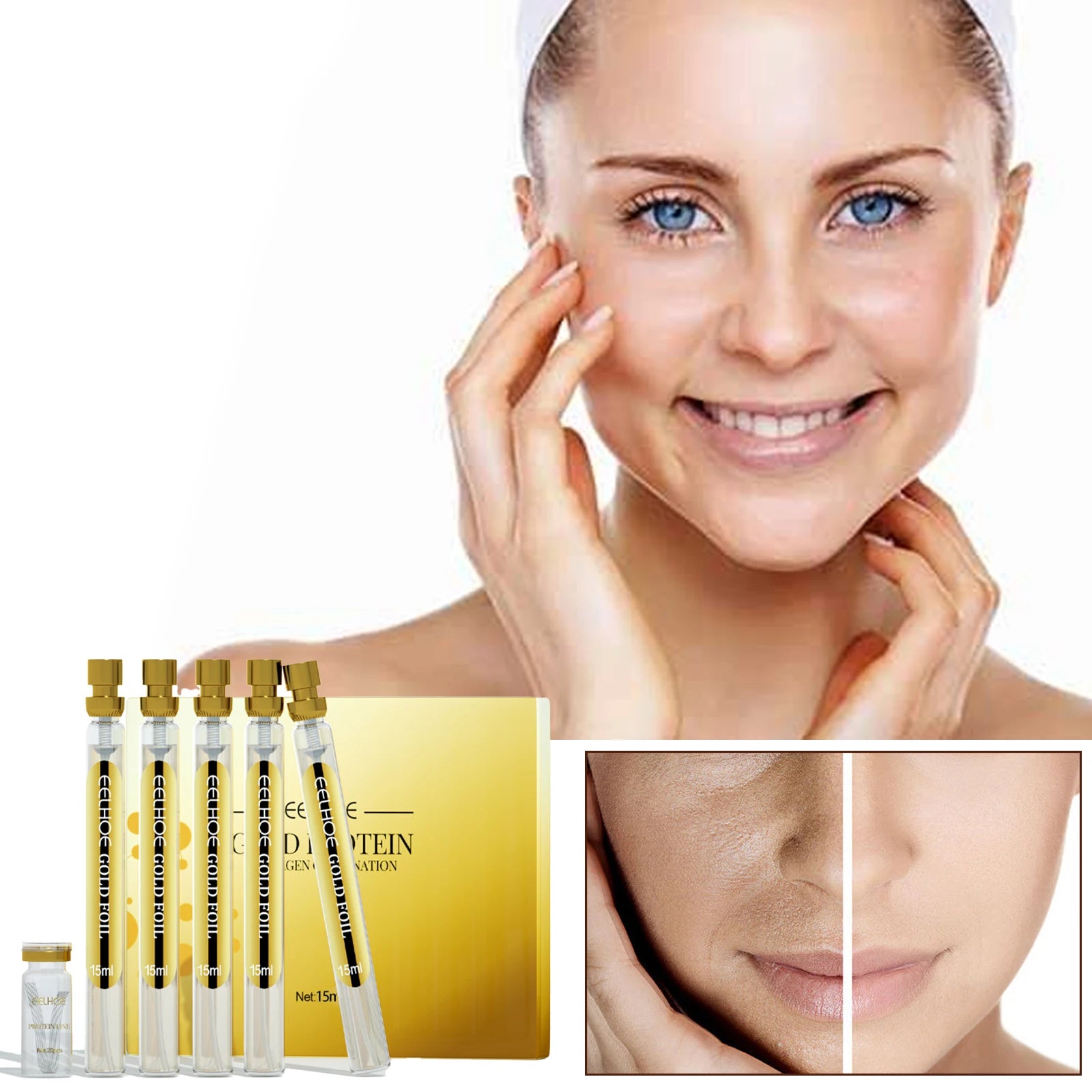 EELHOE 10ml Anti-Wrinkle Serum Protein Line Lift Set for Facial Shape Firming Lifting for Home Use on Oily/Combination Skin