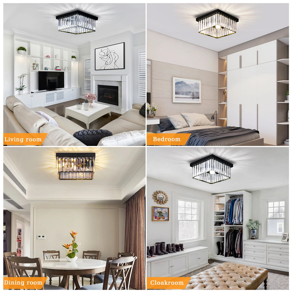 Modern Nordic Gold Crystal Pendant Ceiling Lights K9 Crystals Square Chandelier for Living Room and Hotel Home Decor
