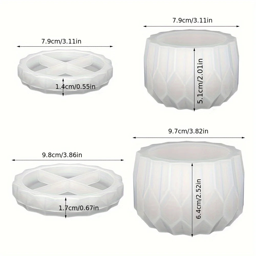 Pair Resin Silicone Molds Heat Curing Fashion Designed Creating Concrete Pots Plates Well Vases Multiple Facets Home Garden