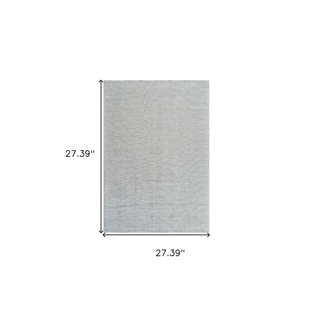 HMS 8' Gray Abstract Non-Skid Runner Rug Handmade Tufted Modern Carpet Washable Wool Polyester Silk Foam for Home Prayer Use
