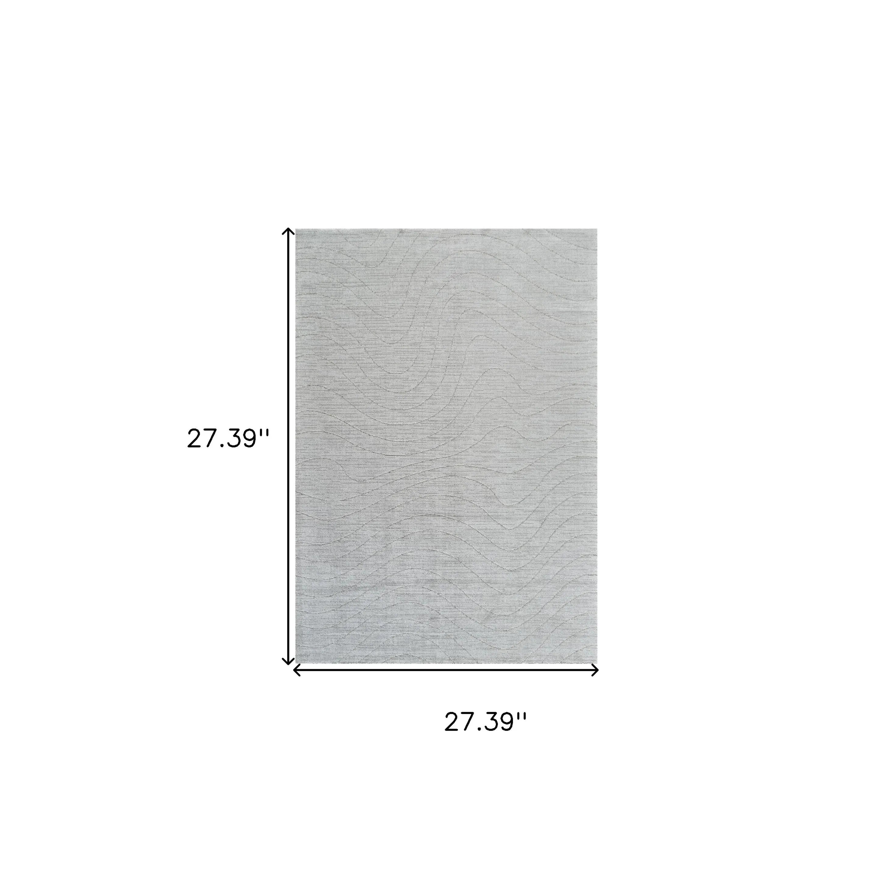 HMS 8' Gray Abstract Non-Skid Runner Rug Handmade Tufted Modern Carpet Washable Wool Polyester Silk Foam for Home Prayer Use