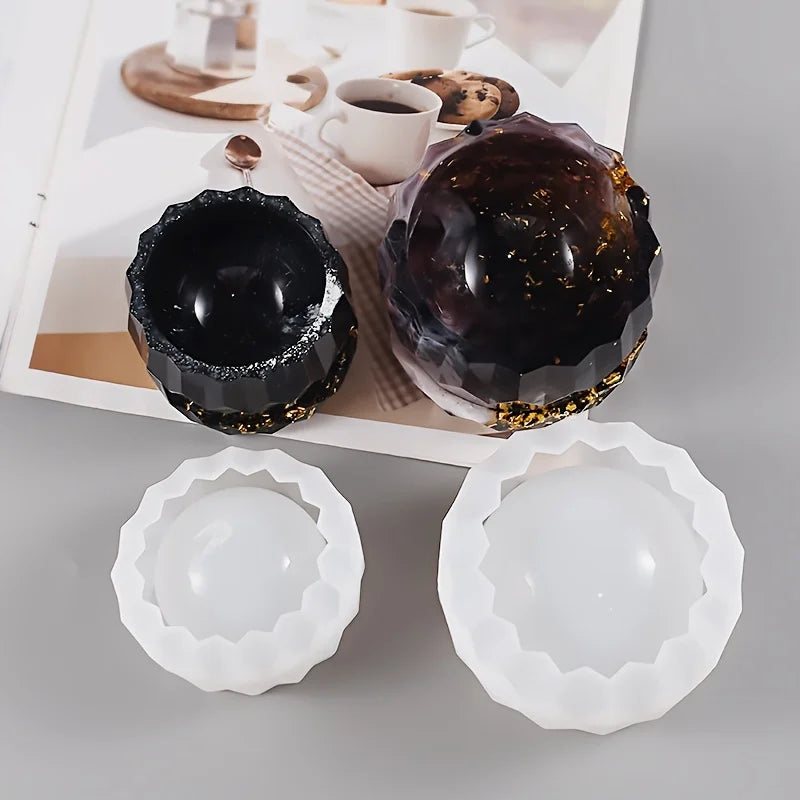 Pair Resin Silicone Molds Heat Curing Fashion Designed Creating Concrete Pots Plates Well Vases Multiple Facets Home Garden