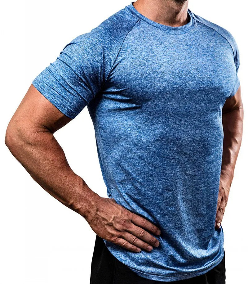 Sports Training Clothes Fitness Clothes Men's Fast Dry Breathable Sports Running High Elastic Tights Short Sleeves