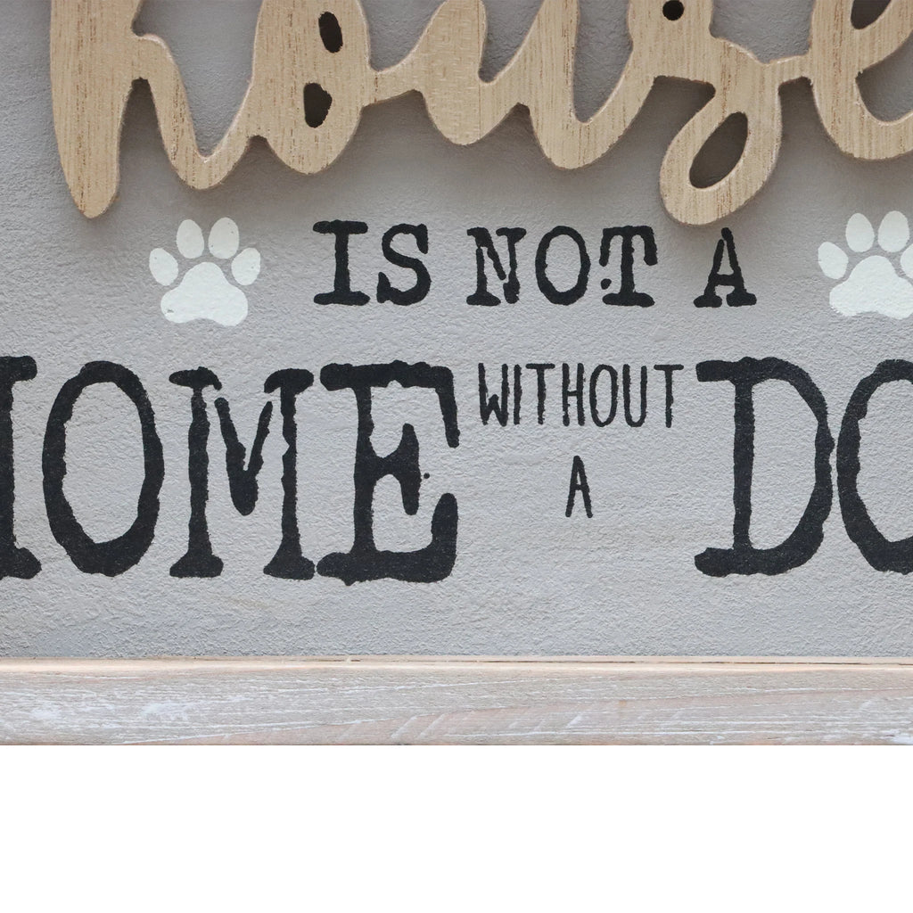 Parisloft A House is Not A Home Without A Dog Wooden Dog Signs for Dog LoversRustic Wood Pet Sign Plaque 9.5x1.5x7''