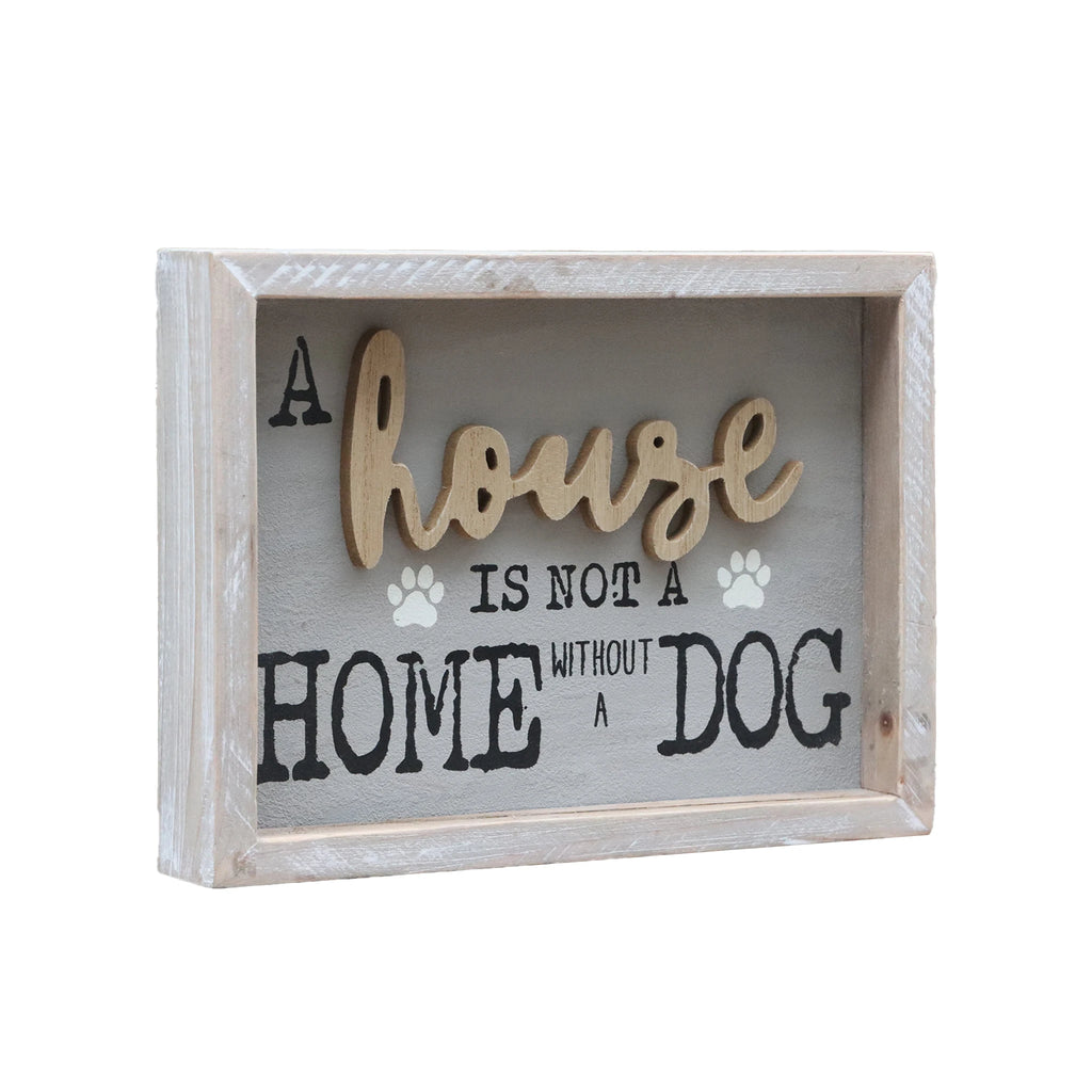 Parisloft A House is Not A Home Without A Dog Wooden Dog Signs for Dog LoversRustic Wood Pet Sign Plaque 9.5x1.5x7''