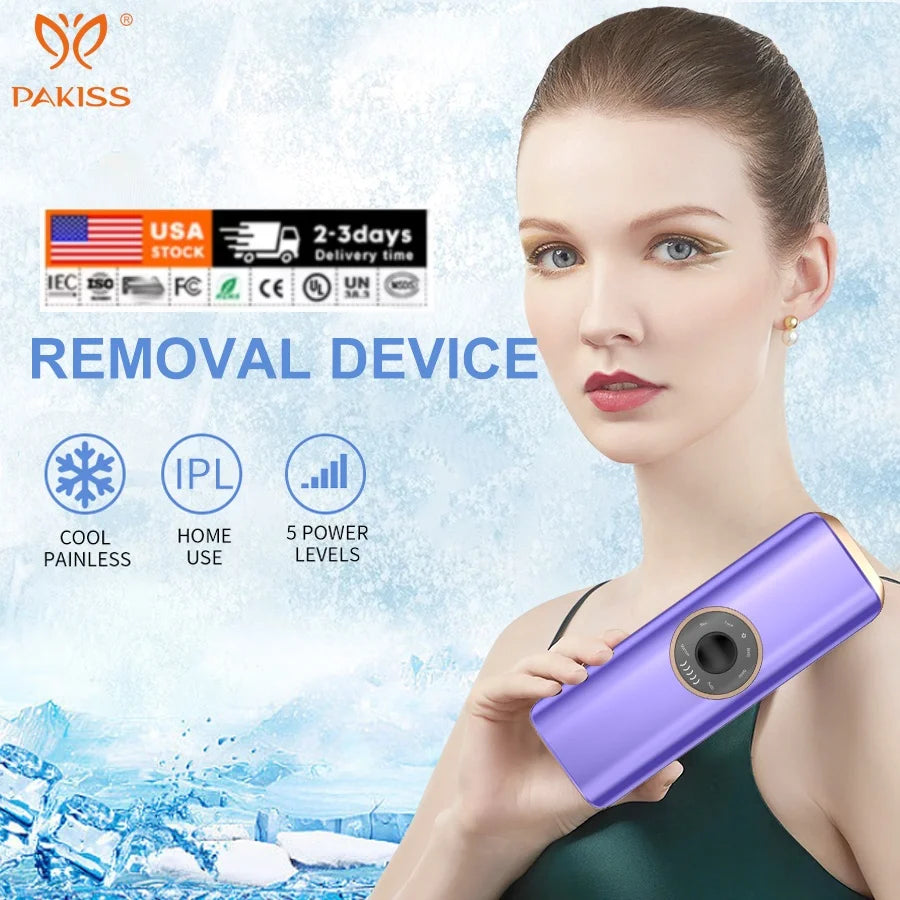 PAKISS IPL Hair Removal Epilator-Sapphire Ice Cooling Automatic Safe for Face & Body Home Use