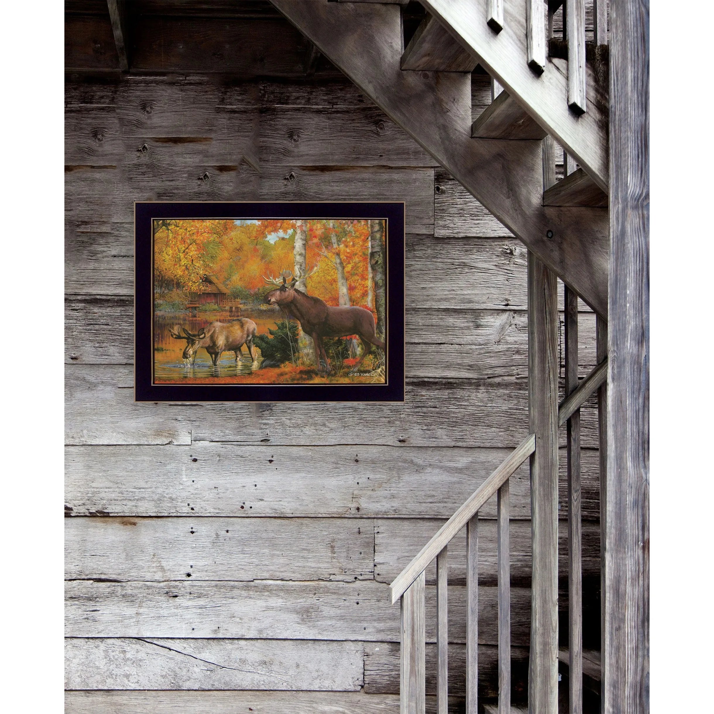 "Black Framed 'Peaceful Retreat' Print Wall Art for Home Decor"
