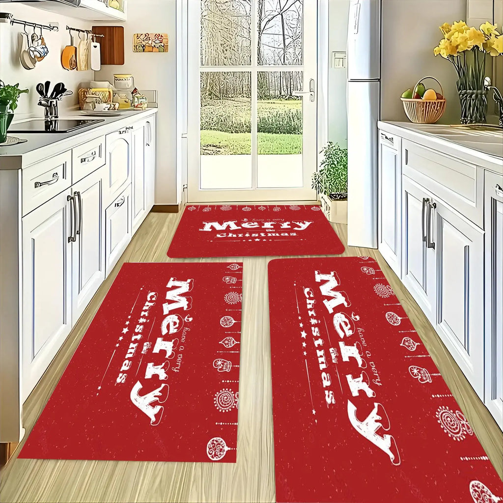 Custom Flannel Kitchen Rugs Set, Non-Slip Entryway Doormats, Absorbent Washable Floor Mats for Home