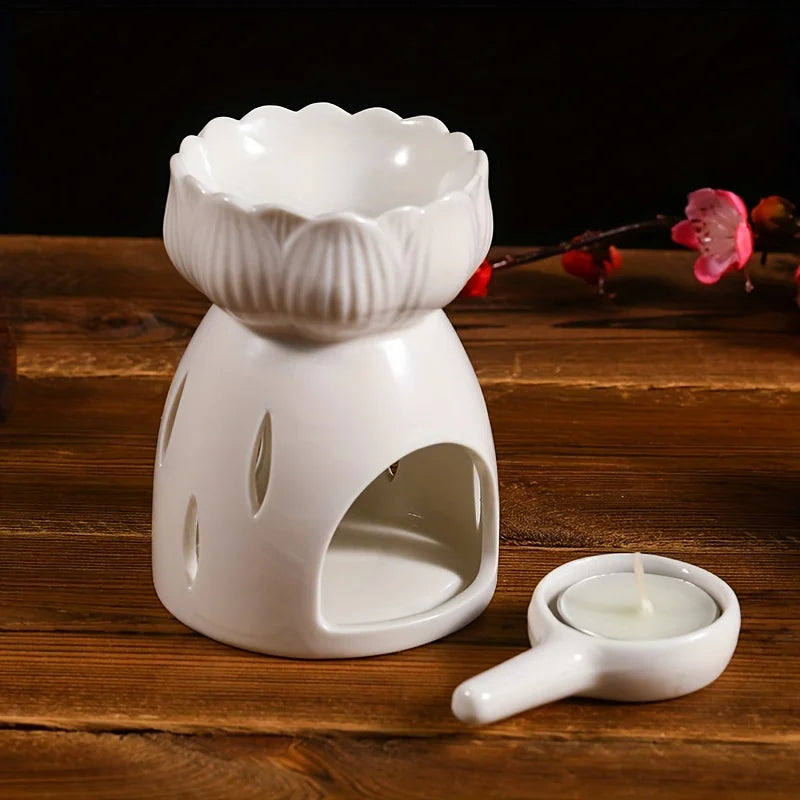 1 Set Ceramic Candle Burner and Essential Oil Diffuser, Suitable for Home Decoration and Gifts,Christmas and Warm Family Present