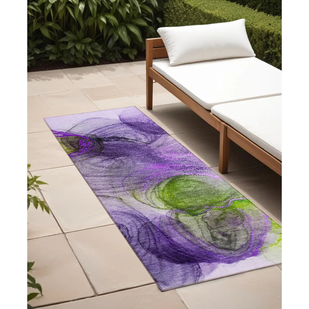 HMS 8' Beige Abstract Braided Polyester Runner Rug Non-Skid Indoor/Outdoor Feature Loop Pile Oriental Style for Home Use