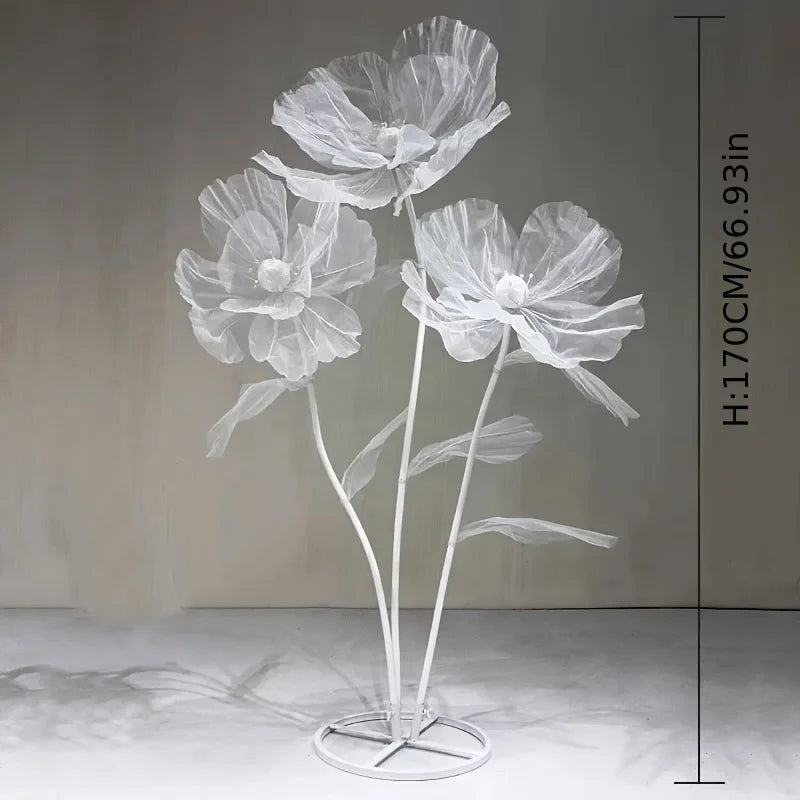 Multi-color 1 Set Of 3 Giant Poppy Flowers, Artificial Flowers, Fake Flowers, Screen Flowers, Home Decoration Flowers