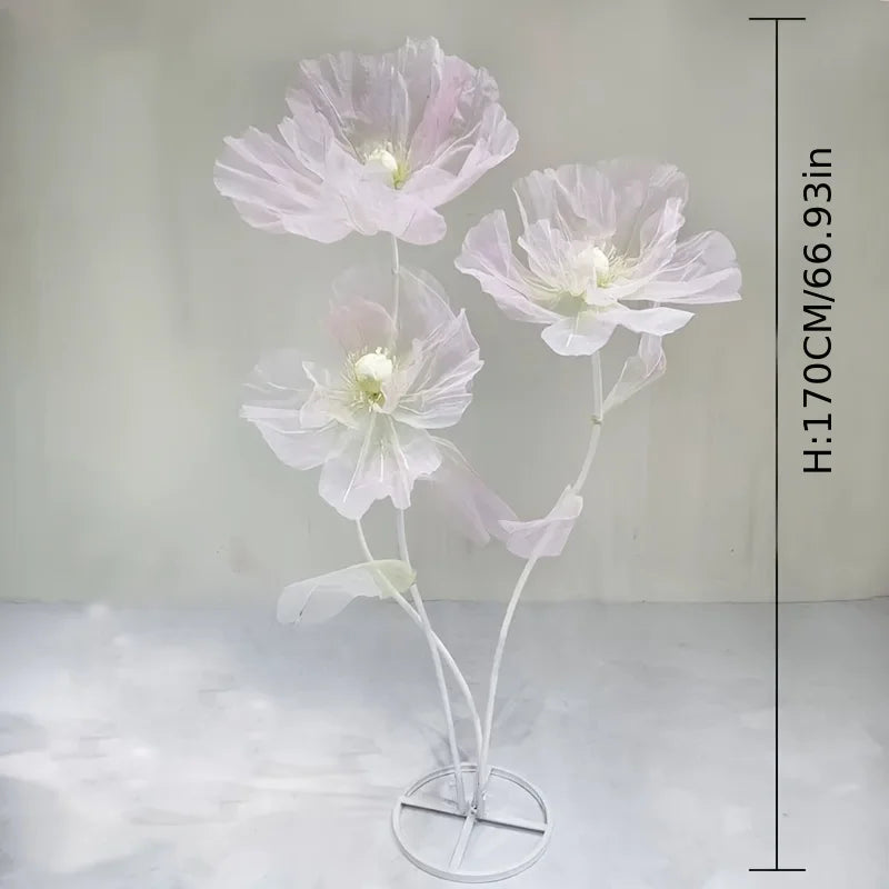 Multi-color 1 Set Of 3 Giant Poppy Flowers, Artificial Flowers, Fake Flowers, Screen Flowers, Home Decoration Flowers