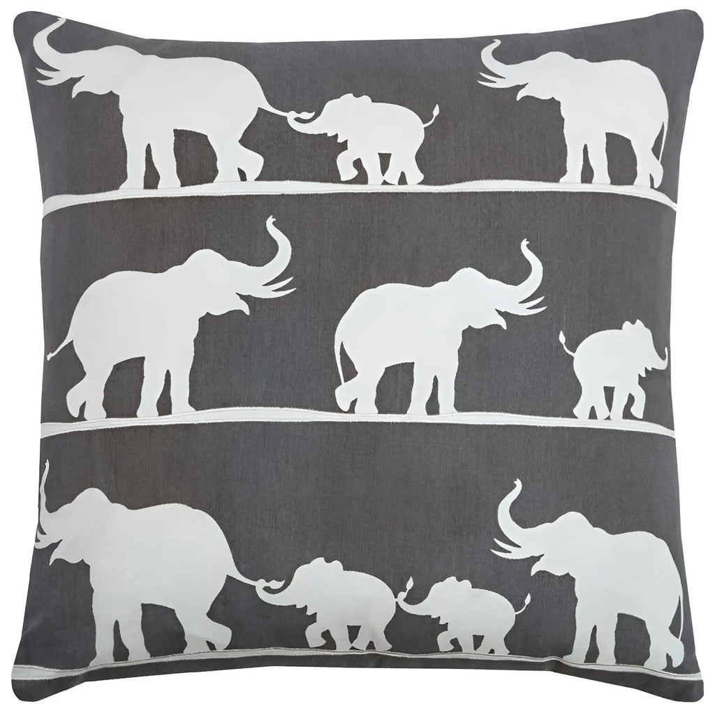 HMS 20\" Gray and White Elephant Design Cotton Throw Pillow-Decorative & Stylish Pillow for Home Decor
