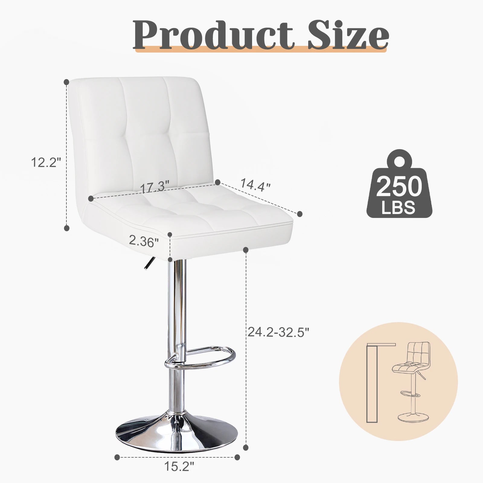 Modern Square Cushion Bar Stool with Backrest PU and Fabric Material for Kitchen Home Bar Hotel Dining and Party Use