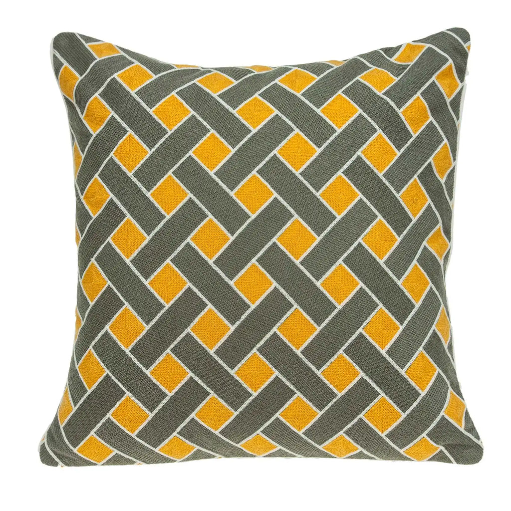 HMS 20\" Gray and Orange Braided Cotton Throw Pillow Decorative & Stylish Pillow for Home Decor
