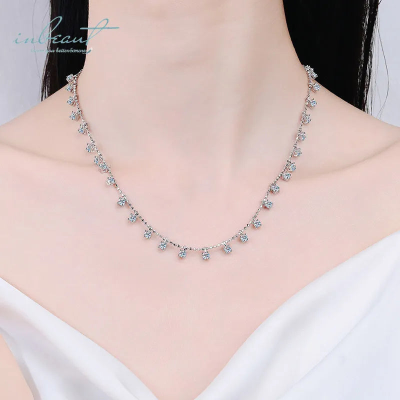 Silver 925 Original Total 3-9 Carat Diamond Test Past Brilliant Cut D Color Moissanite Full Star Pendant Necklace Fine Jewelry