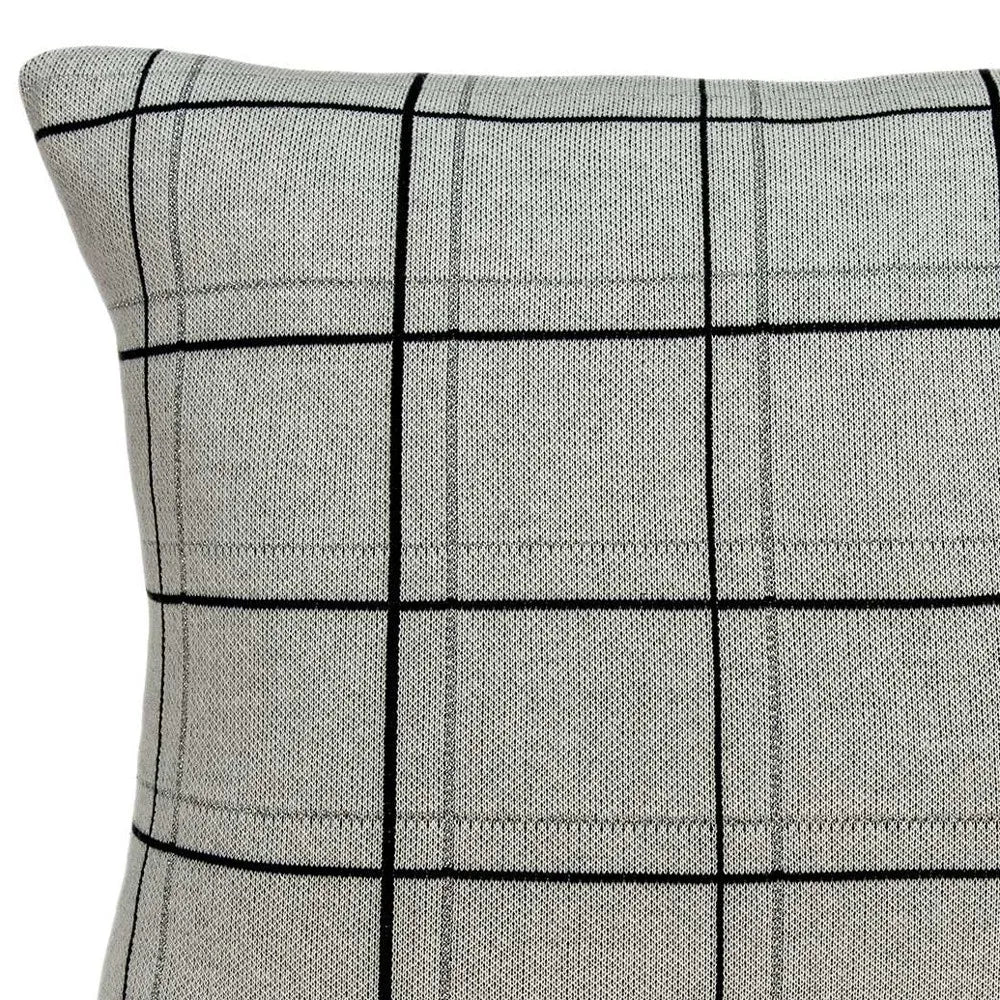 HMS 20\" Gray Plaid Cotton Throw Pillow Decorative & Stylish Accent for Your Home