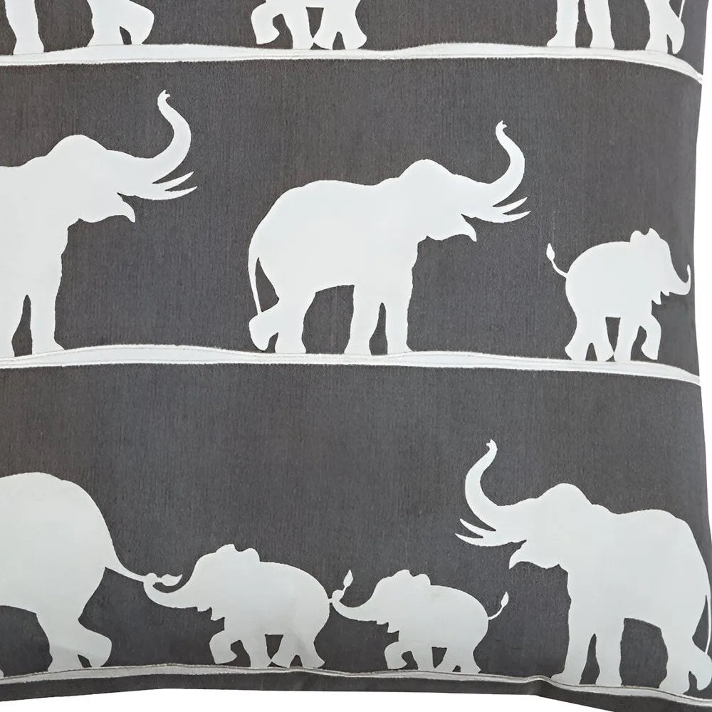 HMS 20\" Gray and White Elephant Design Cotton Throw Pillow-Decorative & Stylish Pillow for Home Decor