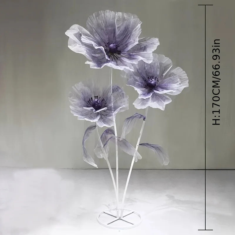 Multi-color 1 Set Of 3 Giant Poppy Flowers, Artificial Flowers, Fake Flowers, Screen Flowers, Home Decoration Flowers
