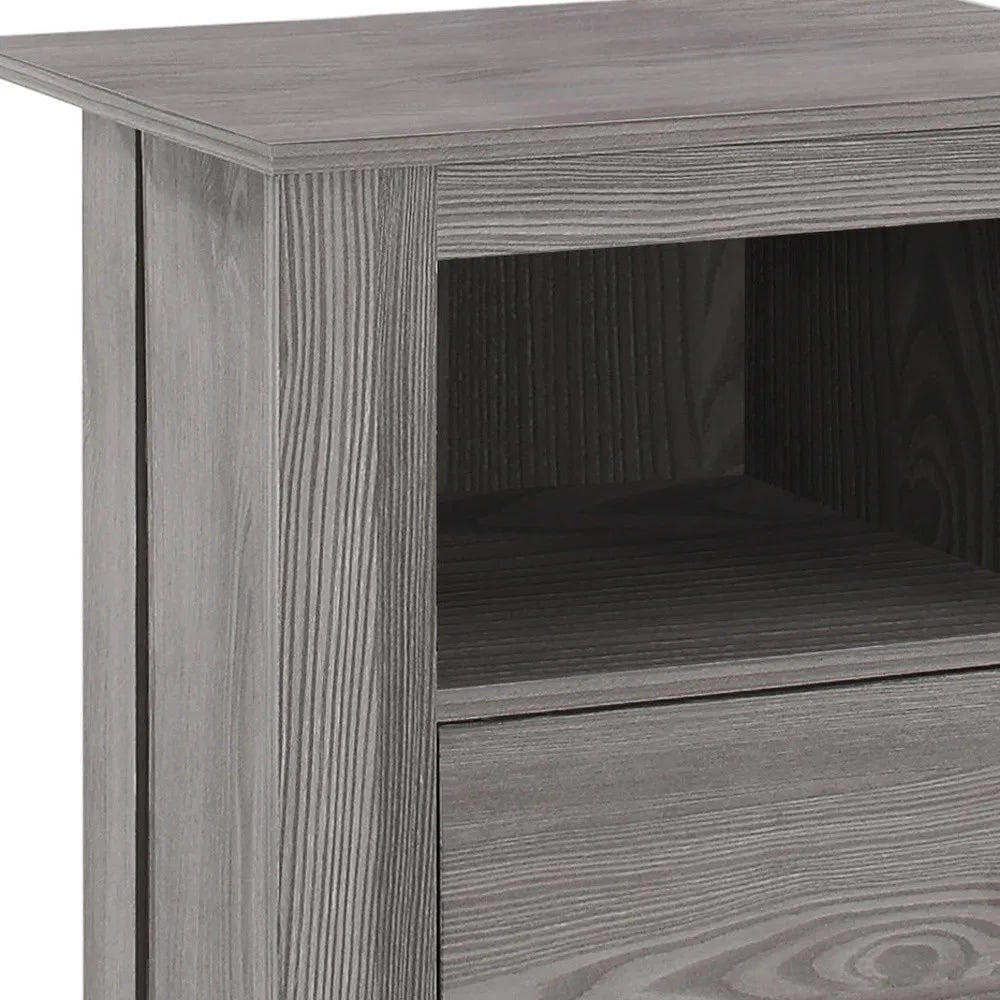 HMS 24\" Gray Wood Console Table with Shelf Elegant End Table for Home Decor