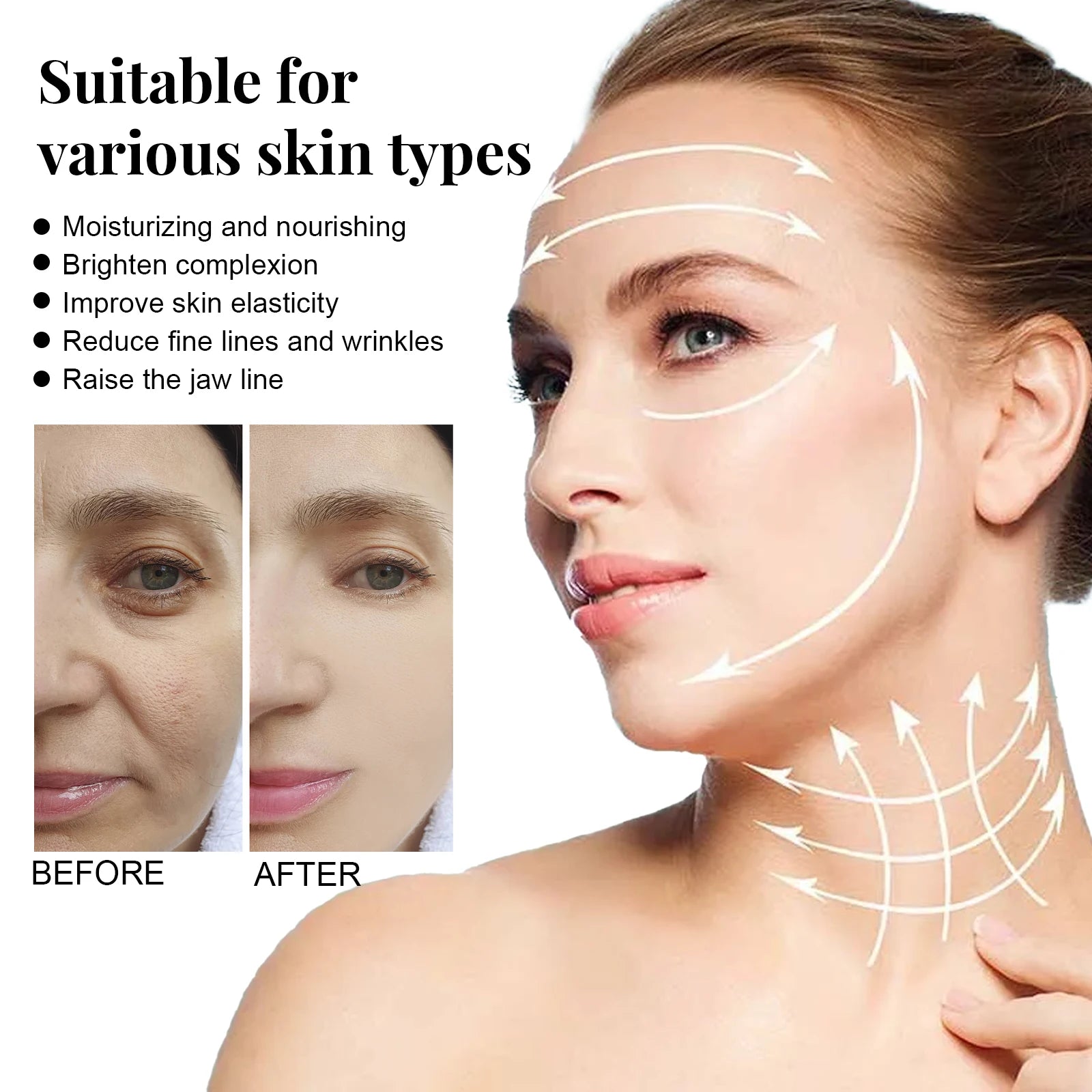 EELHOE 10ml Anti-Wrinkle Serum Protein Line Lift Set for Facial Shape Firming Lifting for Home Use on Oily/Combination Skin