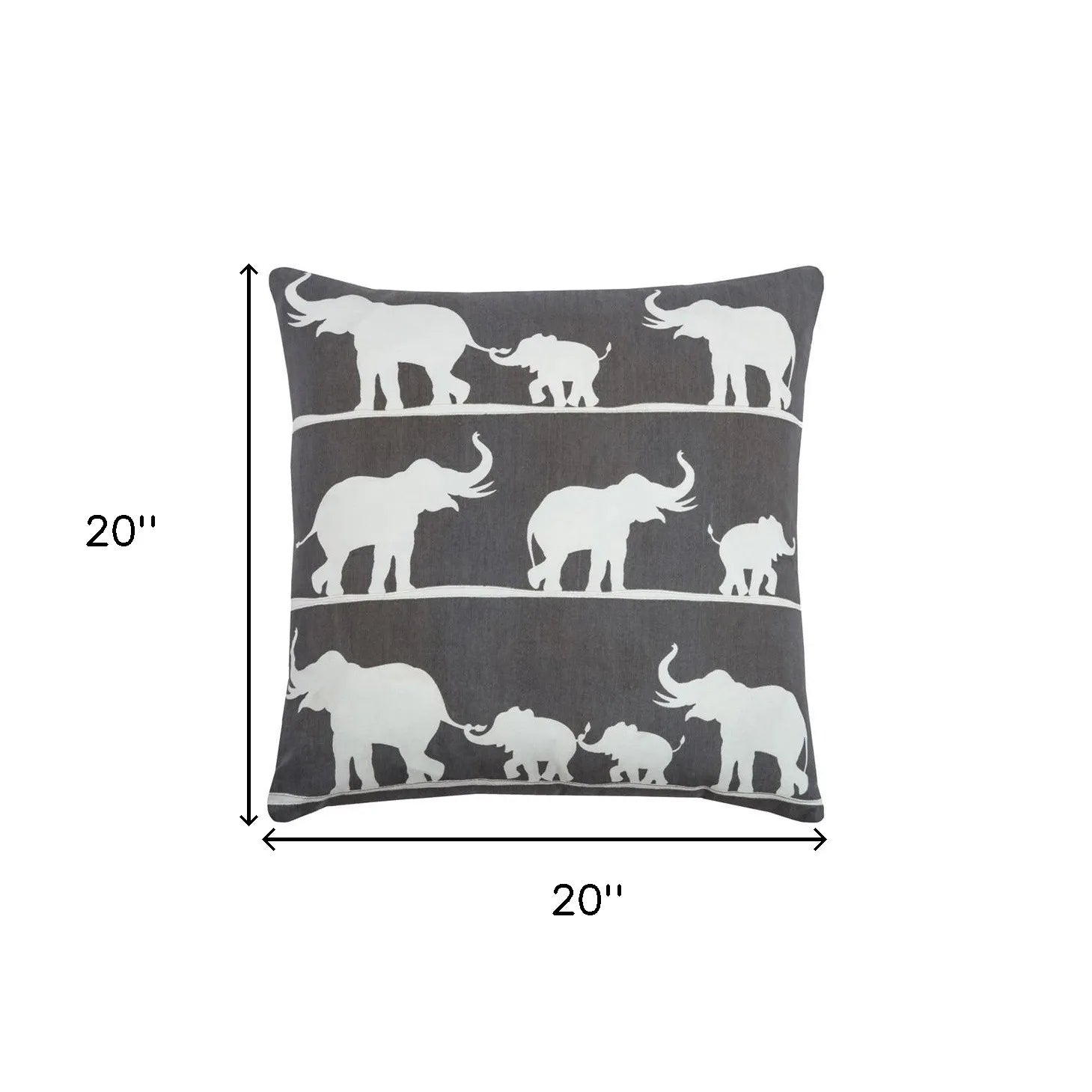 HMS 20\" Gray and White Elephant Design Cotton Throw Pillow-Decorative & Stylish Pillow for Home Decor