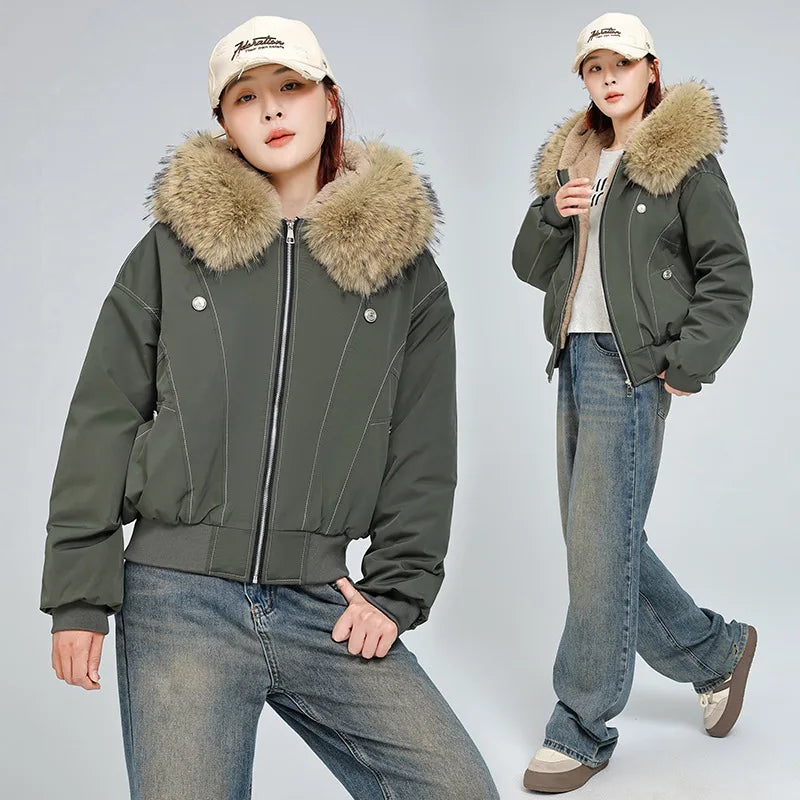 Boutique Wholesale 2025 Winter New Fashionable Hoodie Versatile Casual Loose Slim Women's Coat