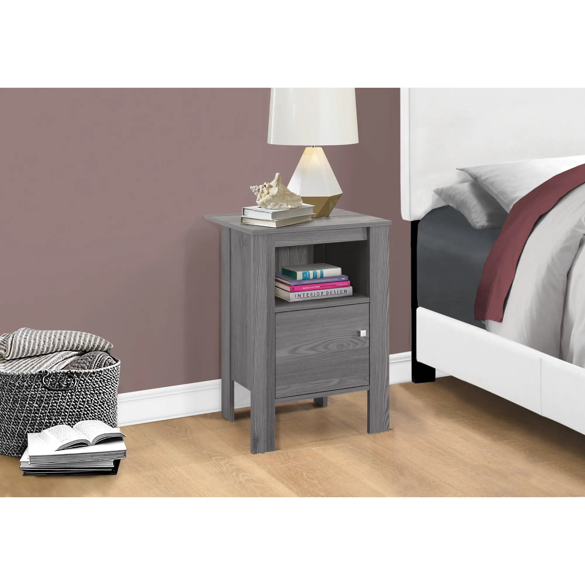 HMS 24\" Gray Wood Console Table with Shelf Elegant End Table for Home Decor