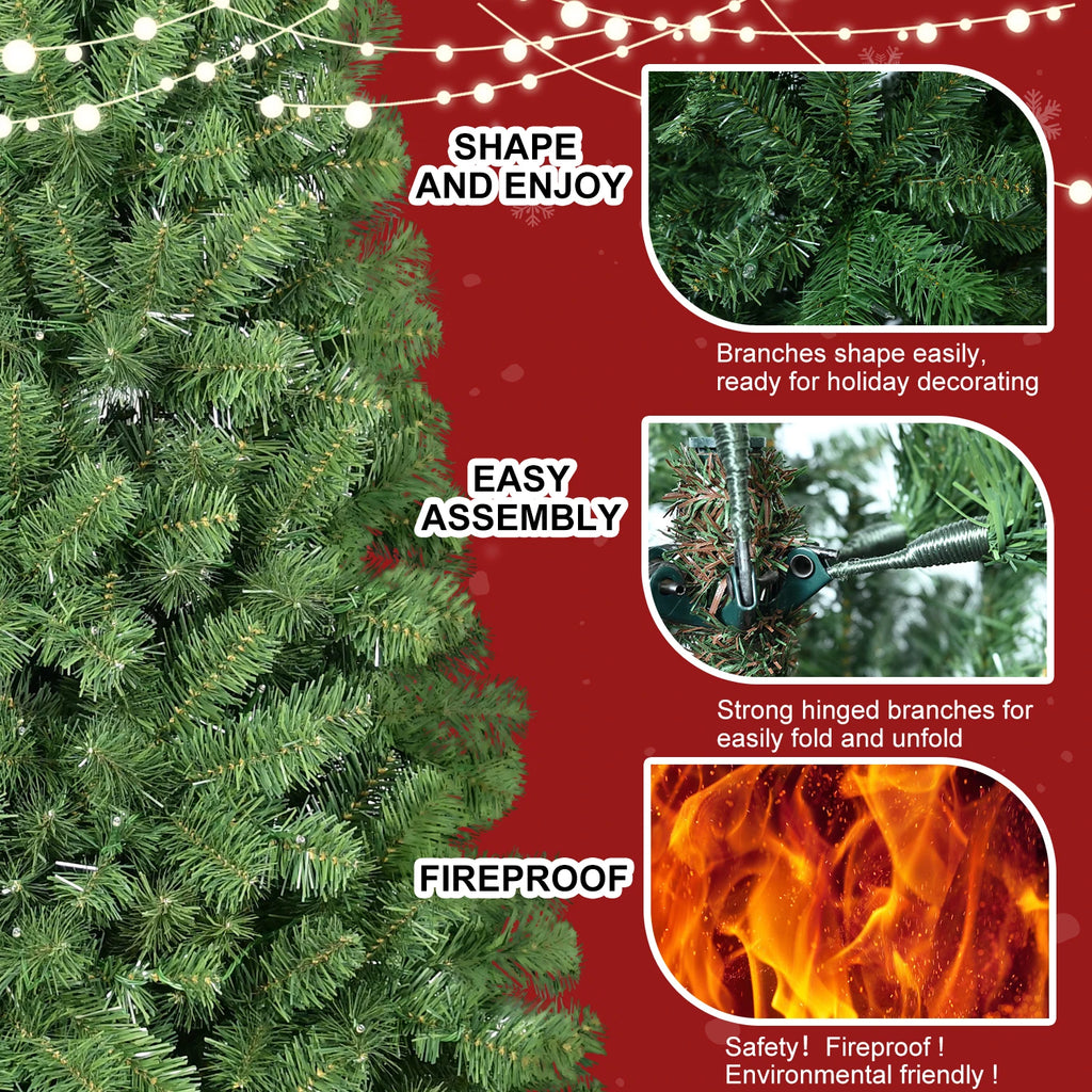 6ft~9ft Environmentally Friendly PVC Fireproof Christmas Tree, Easy to Assemble, Suitable for Home, Shopping Malls and Offices