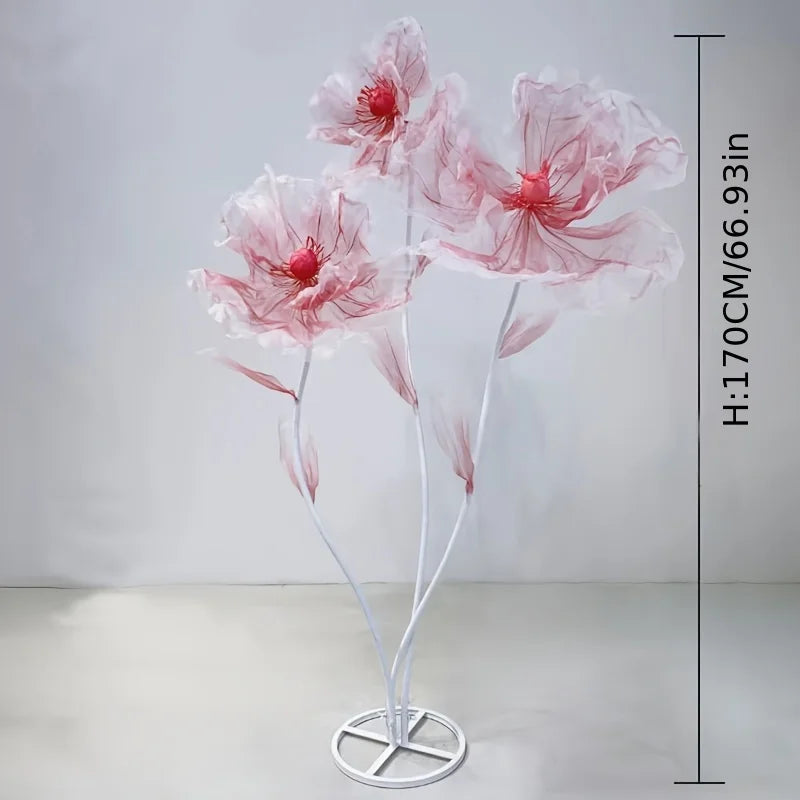Multi-color 1 Set Of 3 Giant Poppy Flowers, Artificial Flowers, Fake Flowers, Screen Flowers, Home Decoration Flowers