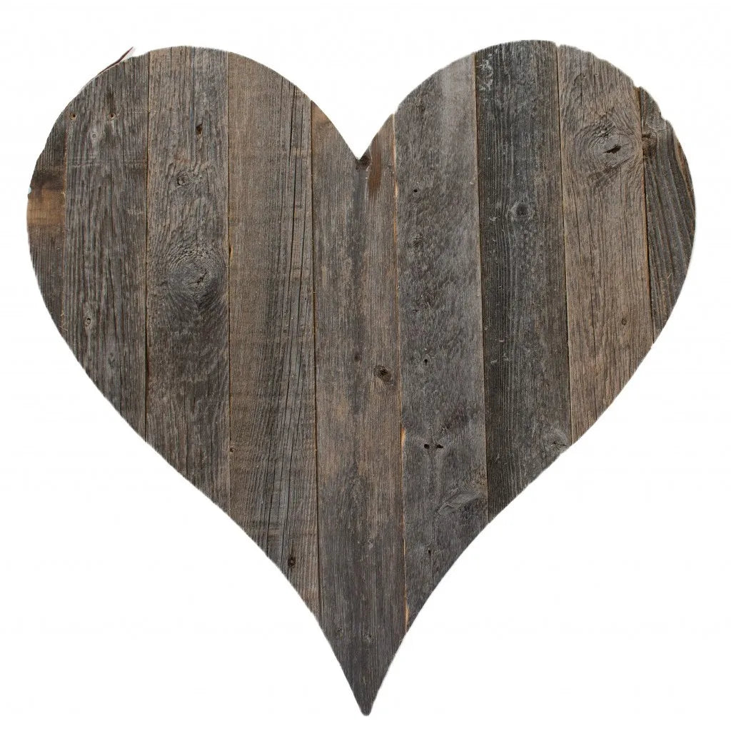 HMS 18\" Weathered Gray Reclaimed Wood Heart Wall Decor Stylish Home Decorative Piece
