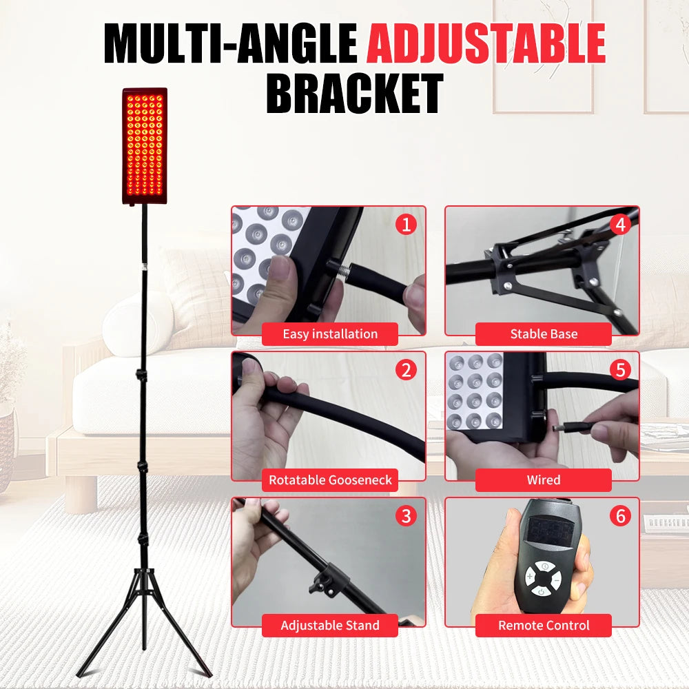 Red Infrared Light Therapy Lamp with Stand 660nm 850nm LED Light Therapy Device for Face Knee Body Care at Home Local Stock