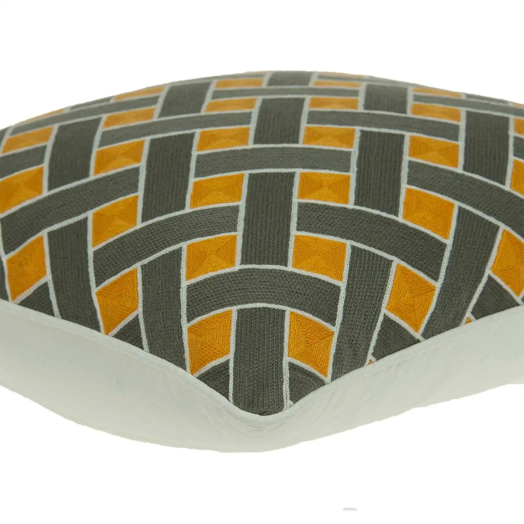 HMS 20\" Gray and Orange Braided Cotton Throw Pillow Decorative & Stylish Pillow for Home Decor