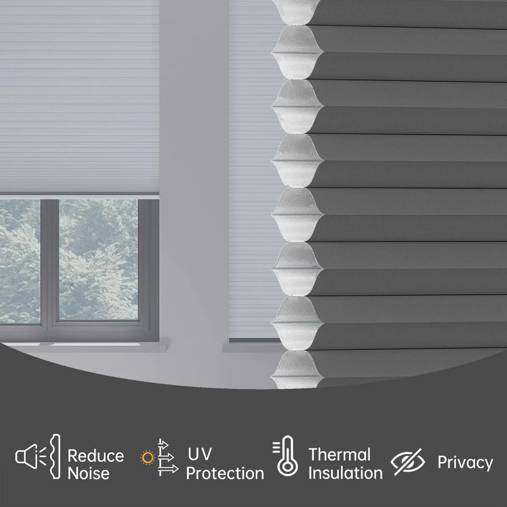 Blackout Cordless Cellular Shades Pull Down Honeycomb Blinds  Custom Side Window Treatment for Home Office Living Room
