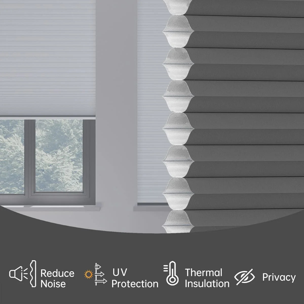 Blackout Cordless Cellular Shades Pull Down Honeycomb Blinds  Custom Side Window Treatment for Home Office Living Room