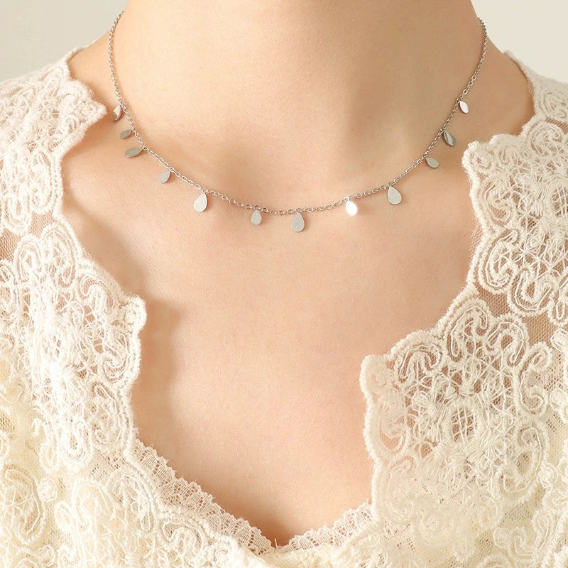 LT-P538 Women's Trendy European American Roman Palace Style Multi-Accessory Versatile Collarbone Box Chain Pendant Titanium