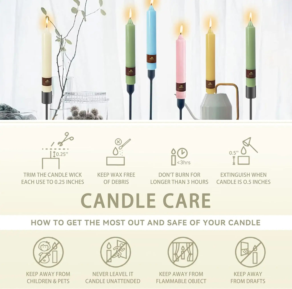 Ivory Taper Candles 9 Inch 4 Pack Fat Candle Taper Candles Smokeless Unscented Tall Candlesticks Home Decor Weddings