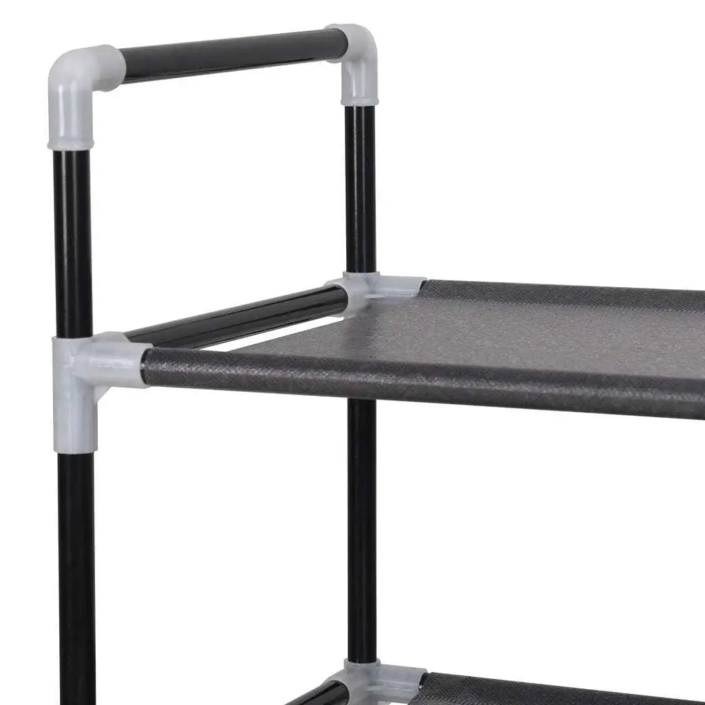 W2B VidaXL Modern Black Metal Shoe Rack Easy-to-Assemble Convertible Rectangular Design Durable Iron MDF for Home Furniture