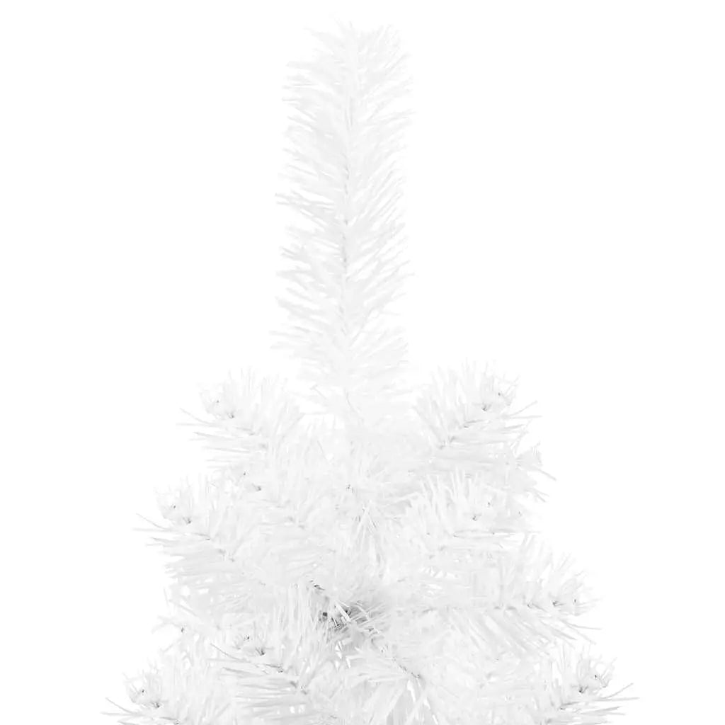 W2B VidaXL Luxury Half Artificial Christmas Tree White PVC Steel Slim High Quality Standing for Home Outdoor Decorations