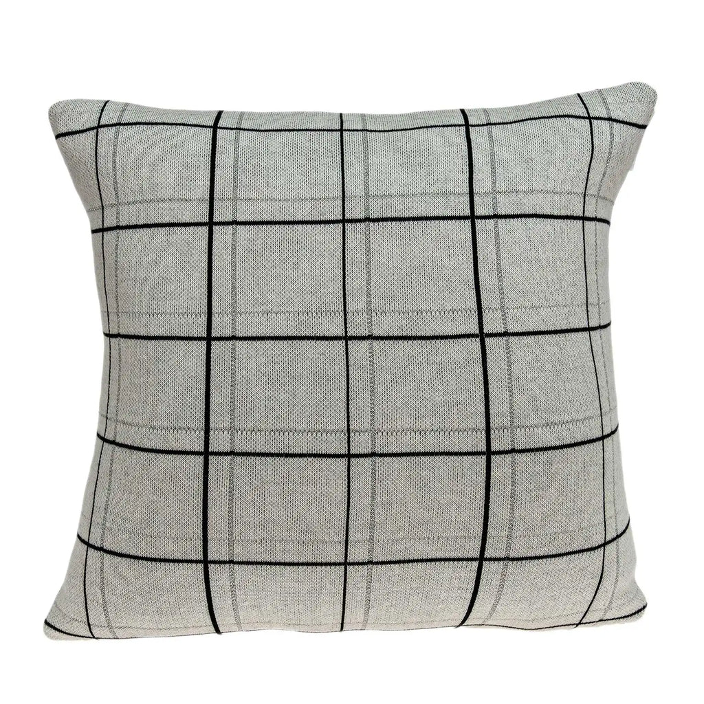 HMS 20\" Gray Plaid Cotton Throw Pillow Decorative & Stylish Accent for Your Home