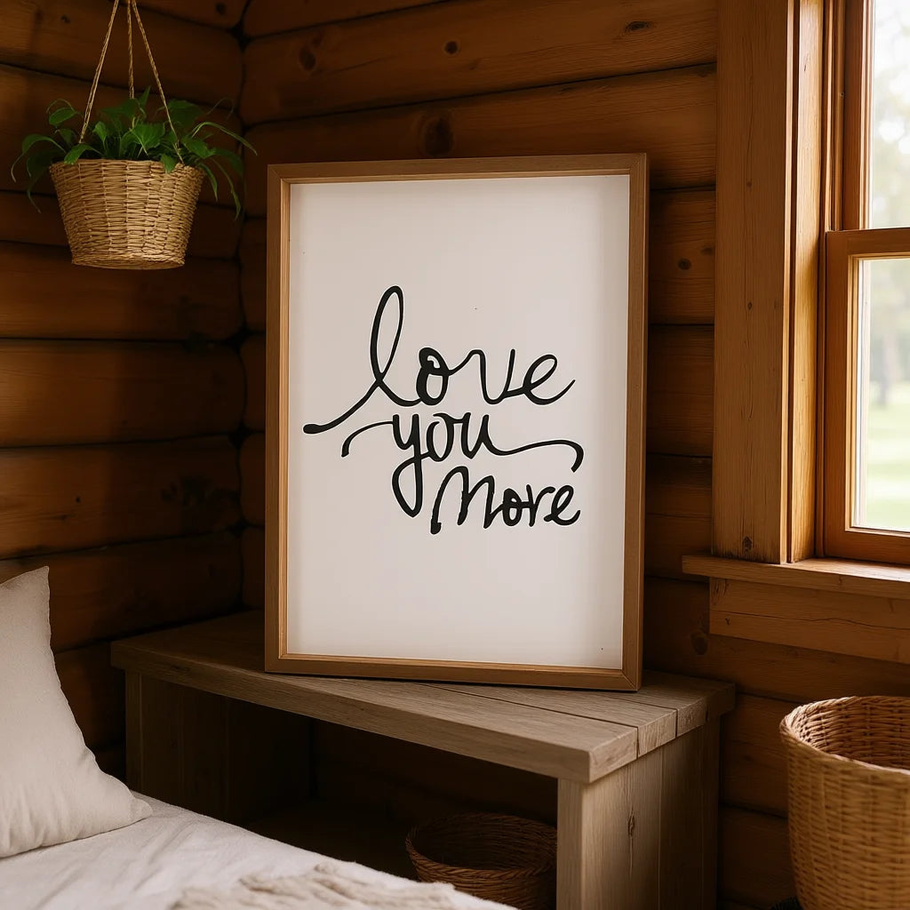 Parisloft Love You More Wooden Wall Sign 12.3x19'' Rustic Farmhouse Decor Wedding Home Decoration