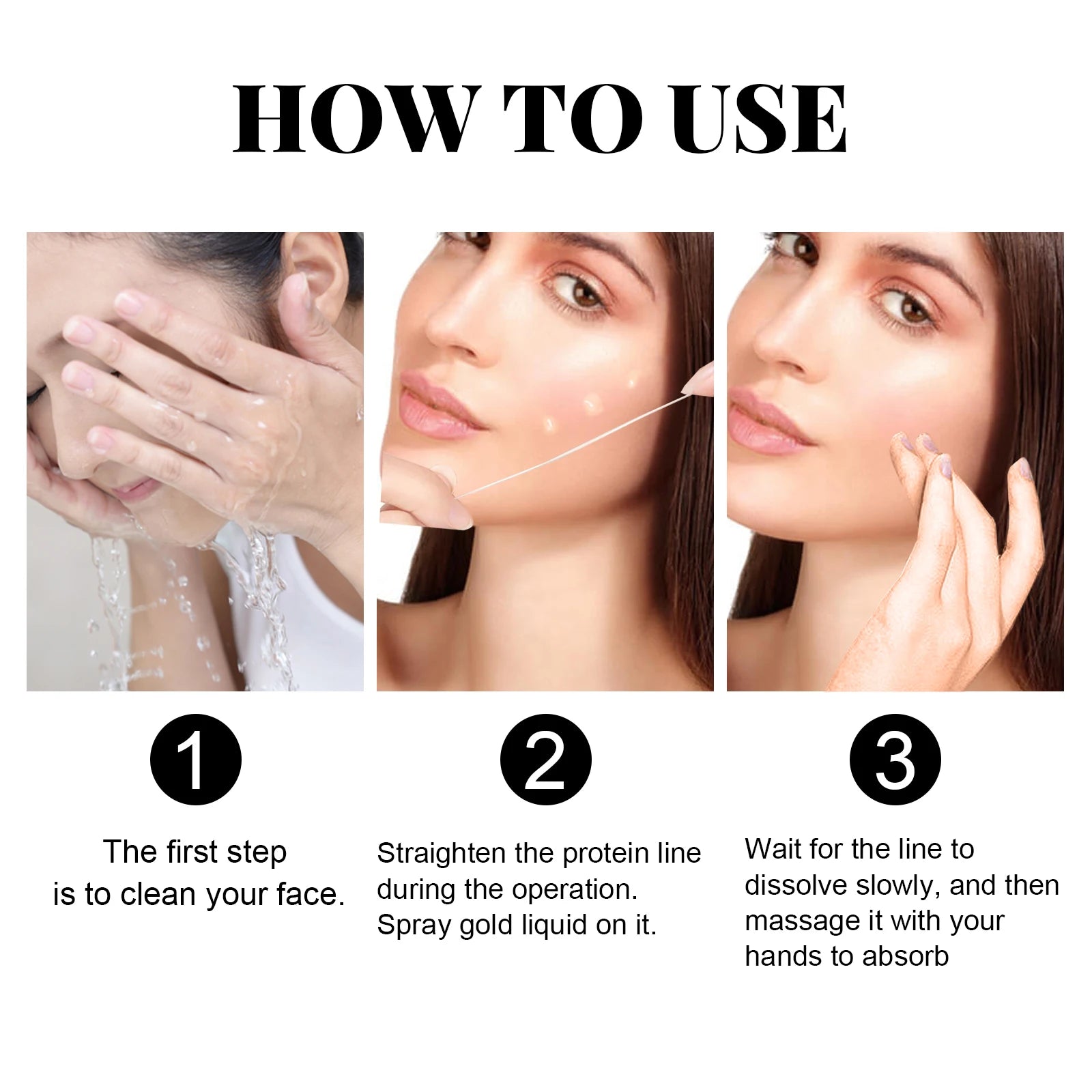 EELHOE 10ml Anti-Wrinkle Serum Protein Line Lift Set for Facial Shape Firming Lifting for Home Use on Oily/Combination Skin