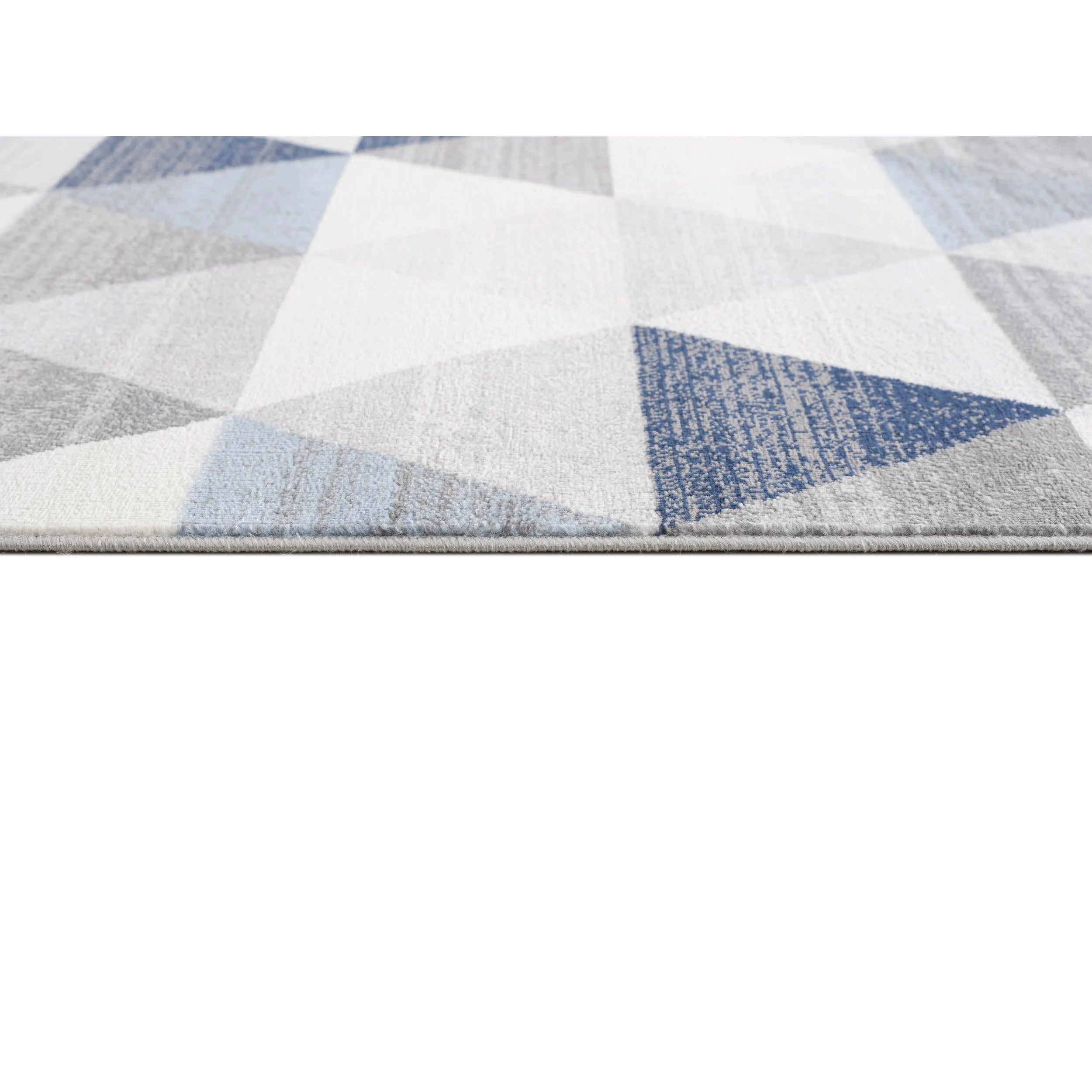 HMS Modern 16' Geometric Runner Rug Blue Beige Gray Wool Jute Carpet Handmade Tufted Woven Anti-Slip for Home Prayer Washable